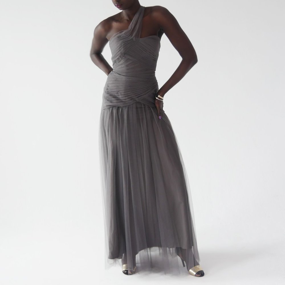 New! Monique Lhuillier – One-Shoulder Tulle Gown
